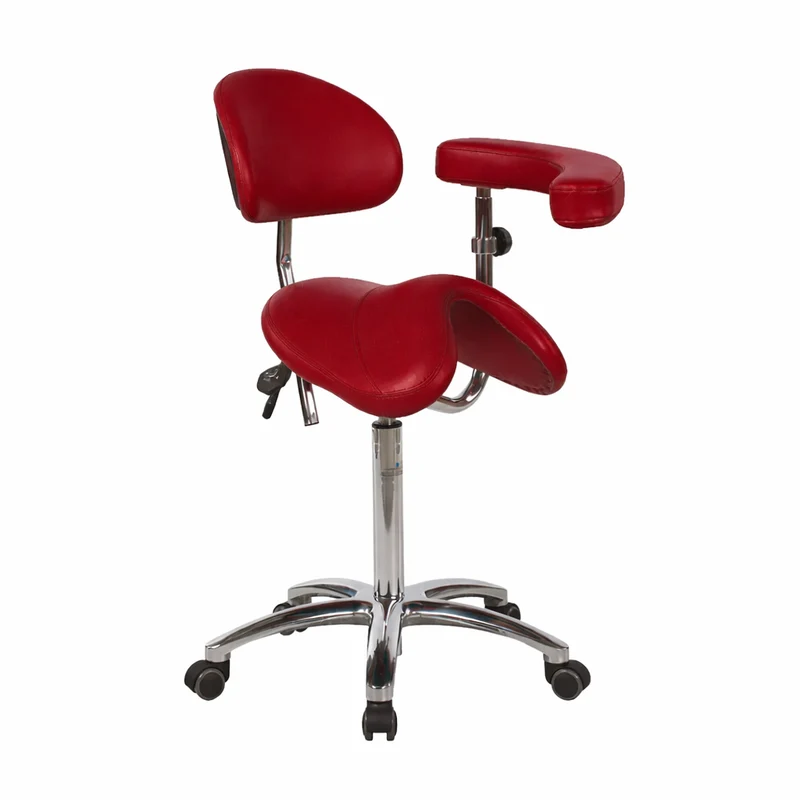Taburete pony silla de montar base aluminio con respaldo y brazo multifunción