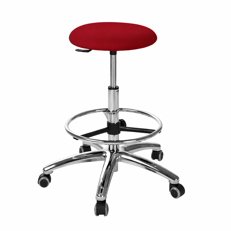 Taburete circular base aluminio con aro reposapies