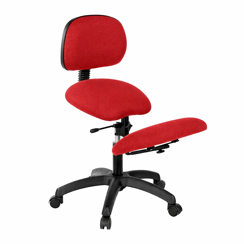 Silla base negra con arrodilladero regulable y respaldo