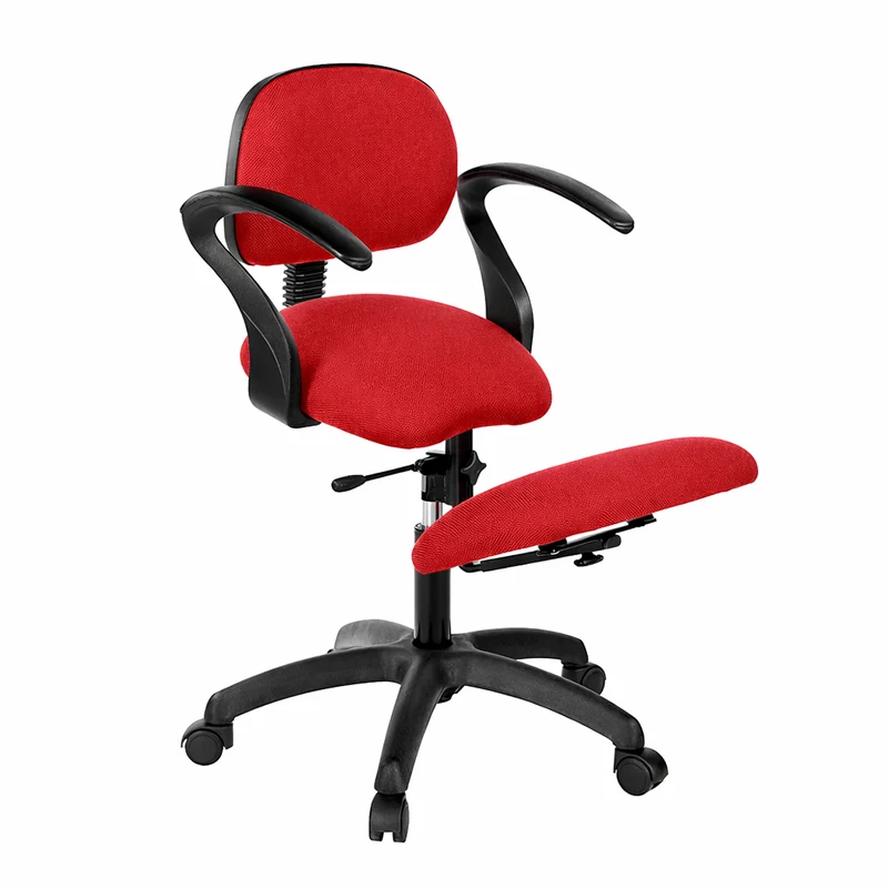 Silla base negra con arrodilladero regulable, respaldo y brazos