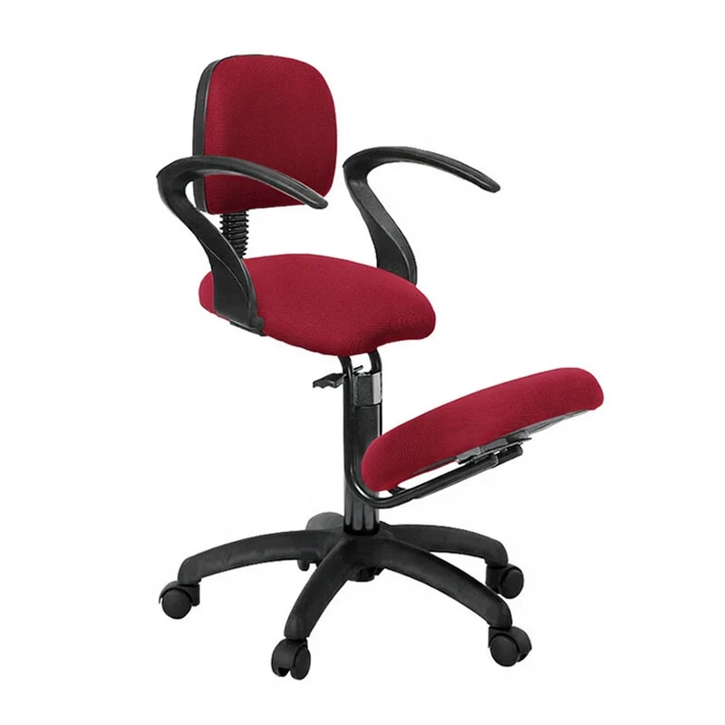 Silla base negra con arrodilladero fijo, respaldo y brazos