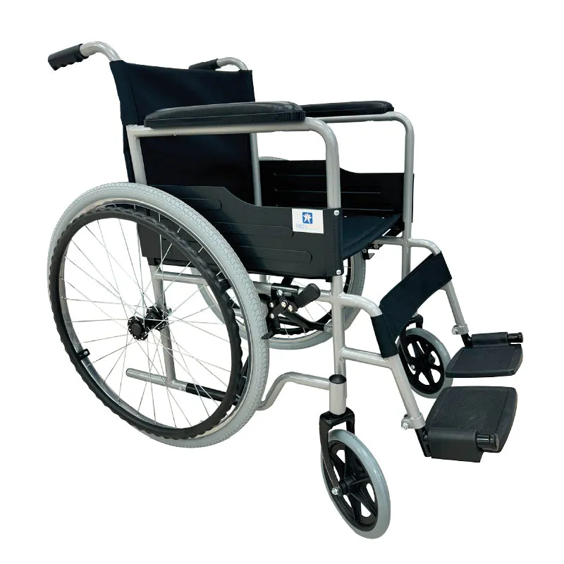 Silla de Ruedas de Acero Esmaltado Gris con Llantas Neumáticas (18") | Bienstar BIBME4611-N