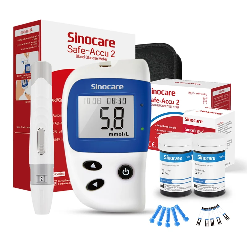 Sinocare Safe Accu 2 Blood Sugar Monitor with Advanced Technology, 200 Memory to Know Value Changes