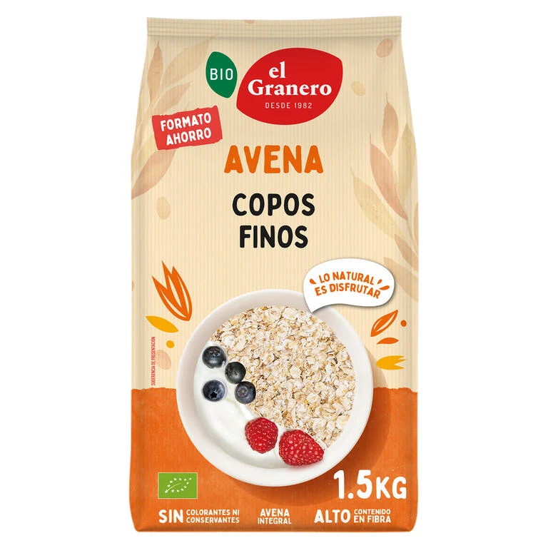 Copos Suaves de Avena Integral Bio Formato Ahorro · El Granero Integral · 1,5 kg