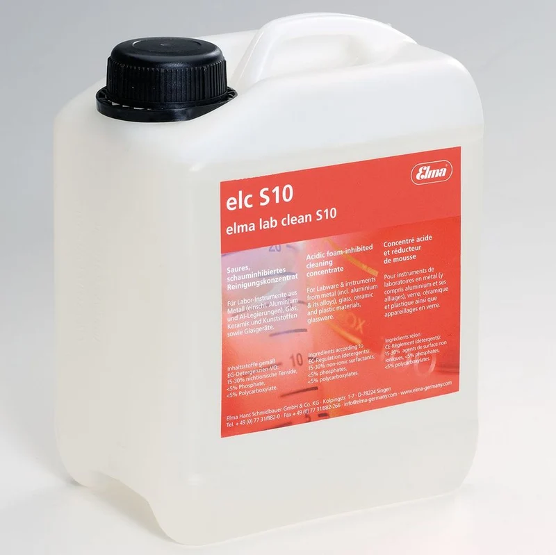 Elmasonic® Lab Clean S10 (Mildly Acidic) Solution, 10 liter / 2.64gal., 800 0097