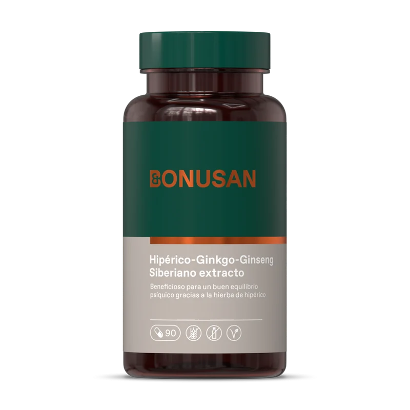 Hipérico-Ginkgo-Ginseng · Bonusan · 90 cápsulas
