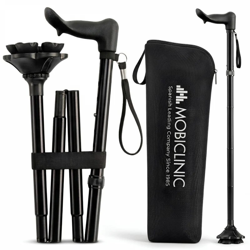 Bastón plegable | Diestros | Altura Regulable | Empuñadura Ergonómica | Contera antideslizante | FlexGo | Mobiclinic