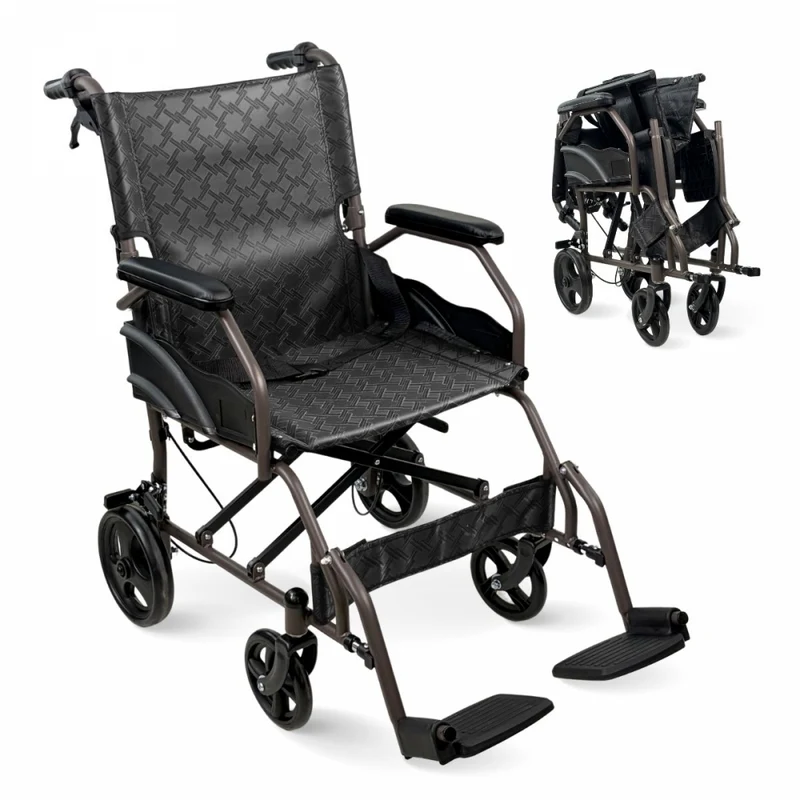 Silla de ruedas plegable | Respaldo y reposapiés abatibles | Ligera | Hasta 100 kg | Frenos dobles | Kefren | Mobiclinic