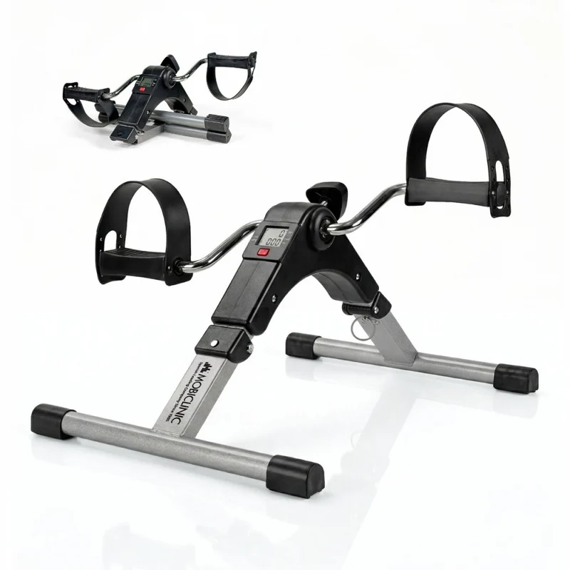 Pedalier plegable | Resistencia ajustable | Pantalla | Ejercitador de brazos y piernas | Antideslizante | Ronda | Mobiclinic