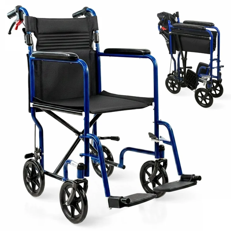 Silla de tránsito | Plegable | Reposapiés Desmontable | Freno en empuñaduras y ruedas | Acero | Napoli | Mobiclinic