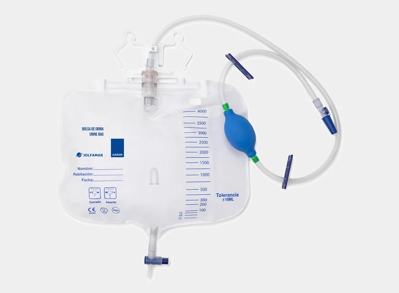 Bolsa de orina AARON® 2000 ml estéril con Pera y válvula de salida 5 unidades.