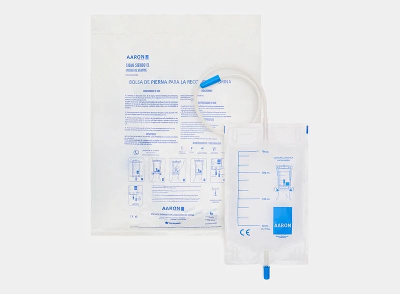 Bolsa de orina AARON® 750 ml para pierna con VAR y válvula de salida. 20 unidades.