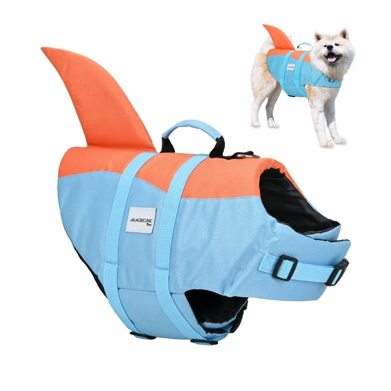 Chaleco salvavidas para perros | Arnés ajustable | Anillo correa | Asa | Aleta decorativa | Sharky | Varias tallas | Mobiclinic