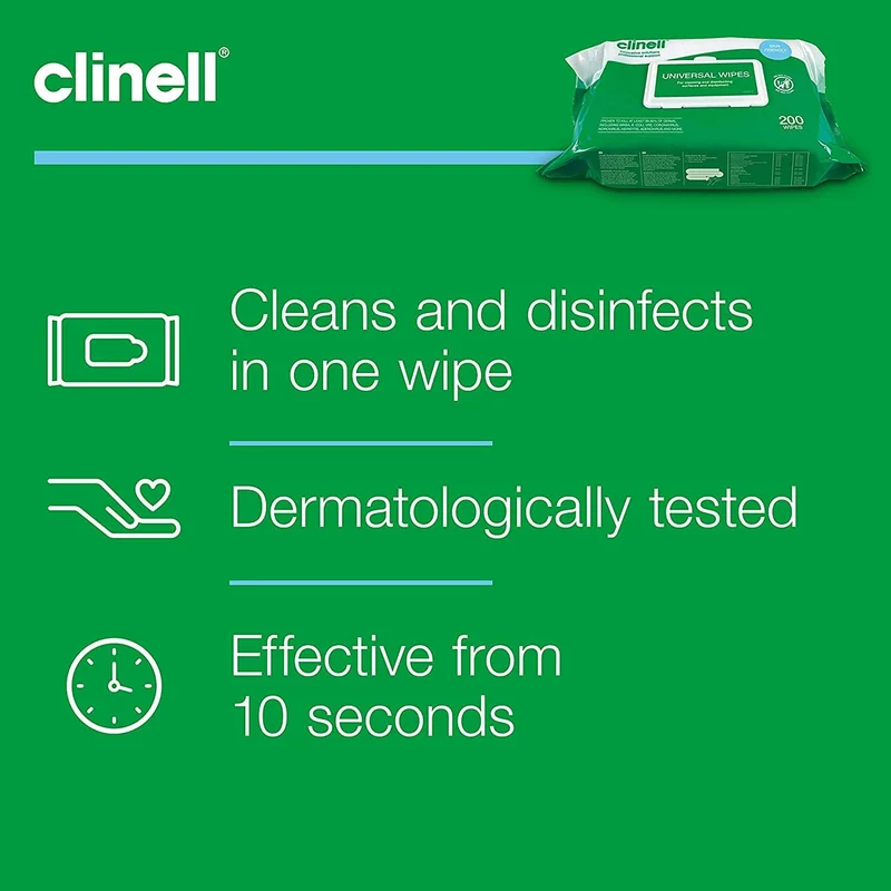 Clinell Universal Sanitising Wipes 200 Pack – Multi-Surface Cleaning & Sanitising Wipes
