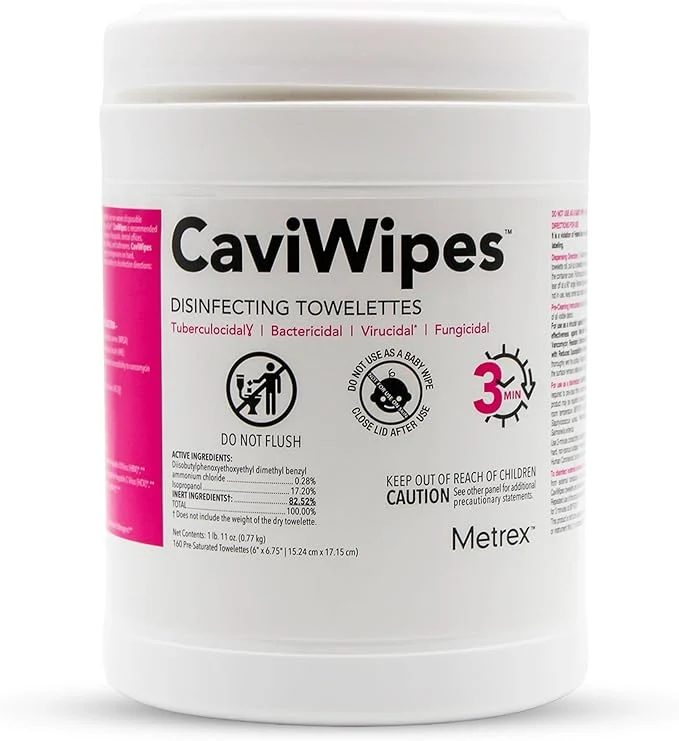 CaviWipes Disinfectant Wipes 220 Wipes per Canister (10-1090) – Ready-to-Use Surface Cleaner