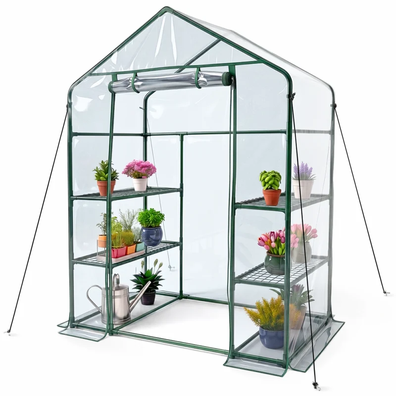 Invernadero con estantes | Puerta enrollable | Fijación Segura | Impermeable | PVC | 143x73x195 cm | Home Grow | Mobiclinic
