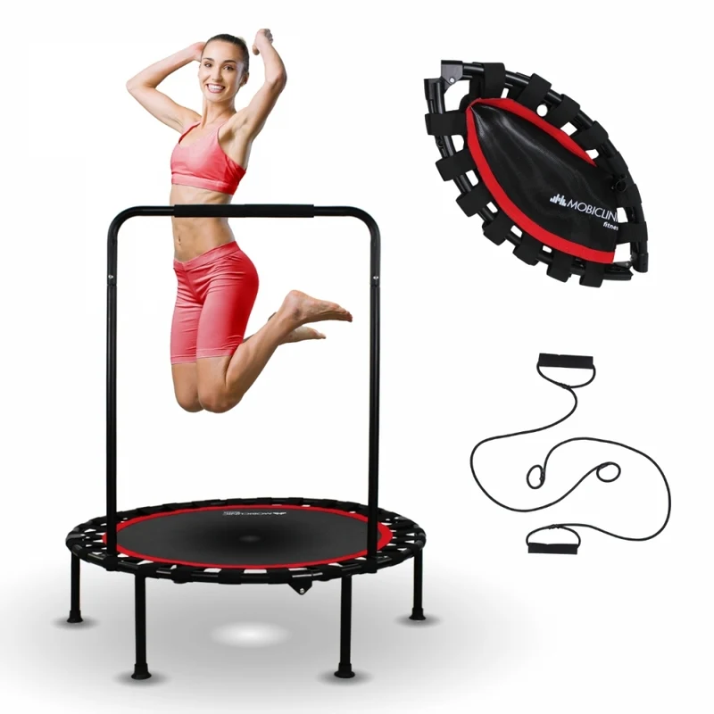 Trampolín redondo fitness | Plegable | Máx 150kg | Reposabrazos regulable | Desmontable | 101x101x111cm | Kangumobi | Mobiclinic