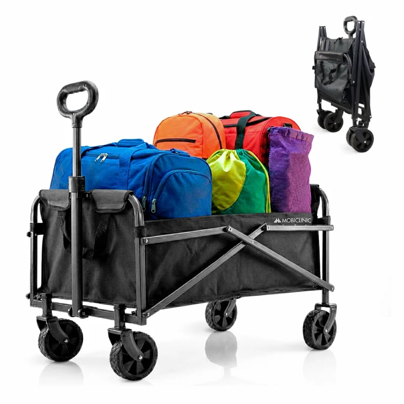 Carro transporte playa y jardín | Asa ajustable | 71x47x67cm | Plegable | Ruedas 360º | Duna Basic | Mobiclinic
