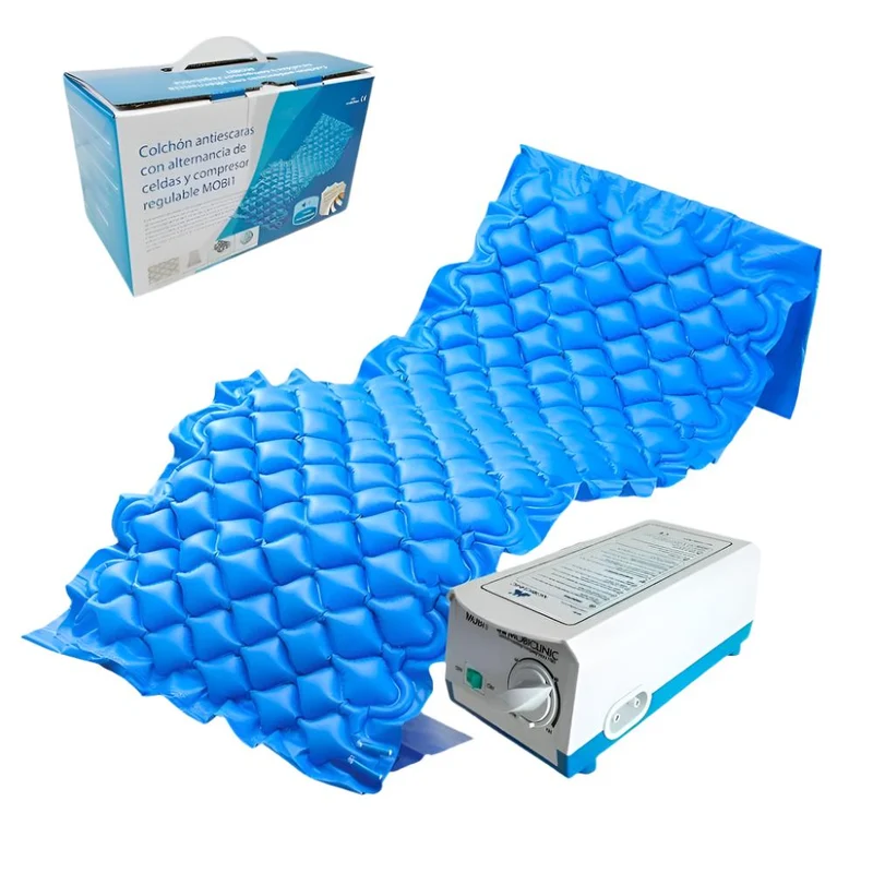 Colchón antiescaras de aire | Con compresor | PVC médico ignífugo | 200x90x7 cm | 130 celdas | Azul | Mobi 1 | Mobiclinic