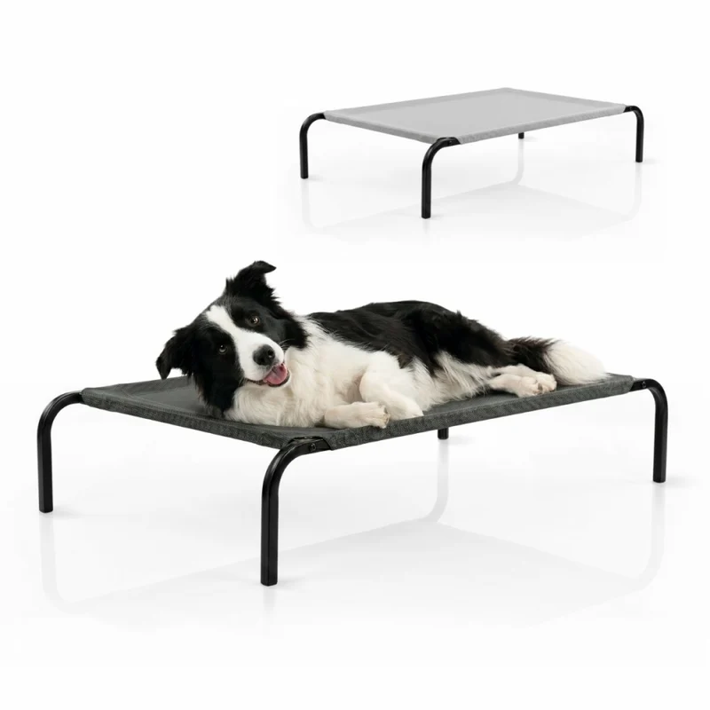 Cama elevada para mascotas | Aislante | 125 x 71 x 22 cm | Máx. 60 kg | Ligera | Resistente | Negra | Cleo | Mobiclinic