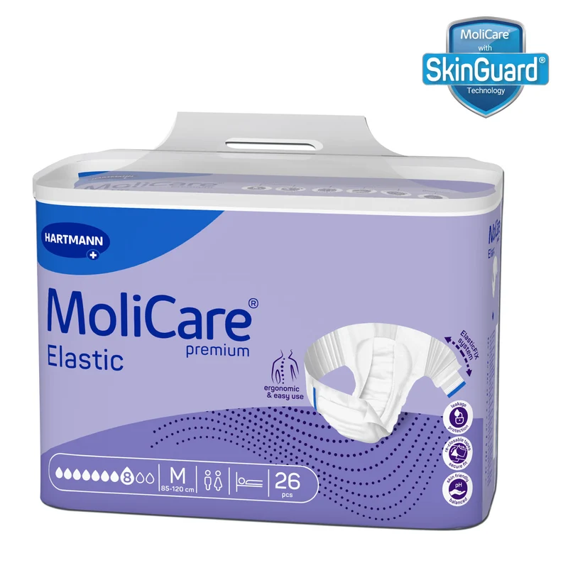 Adult Diaper, MoliCare Premium Elastic, Slip diapers for adult incontinence, Unisex, Medium, 8 Drops, 26 pieces / pack