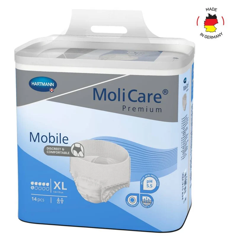Adult Diaper Pants, MoliCare Premium Mobile, Diapers pants for adult incontinence, Unisex, Extra Large, 6 drops, 14 pieces / pack