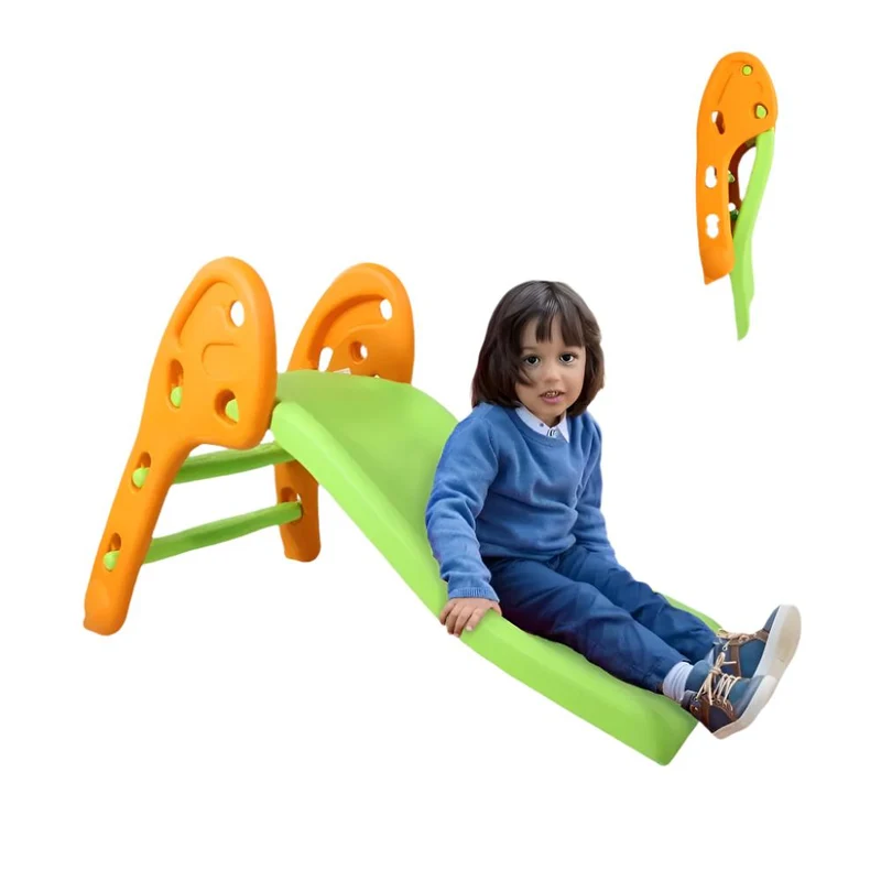 Tobogán infantil | Resistente | Plegable | Bordes redondos | Peldaños antideslizantes | Máx.35kg | Verde | Dino XL | Mobiclinic