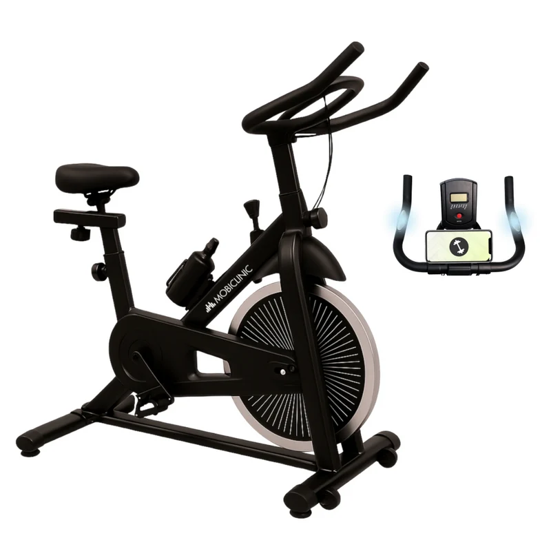 Bicicleta Estática | Ajustable | Control de entrenamiento | Peso máx. 100 kg | Volante de inercia 6 kg | Teide | Mobiclinic