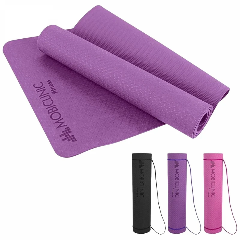 Esterilla de yoga | Antideslizante | 181x60cm | 6mm grosor | Cinta transporte | Flexible | Ecológico | Morado |EY-01| Mobiclinic
