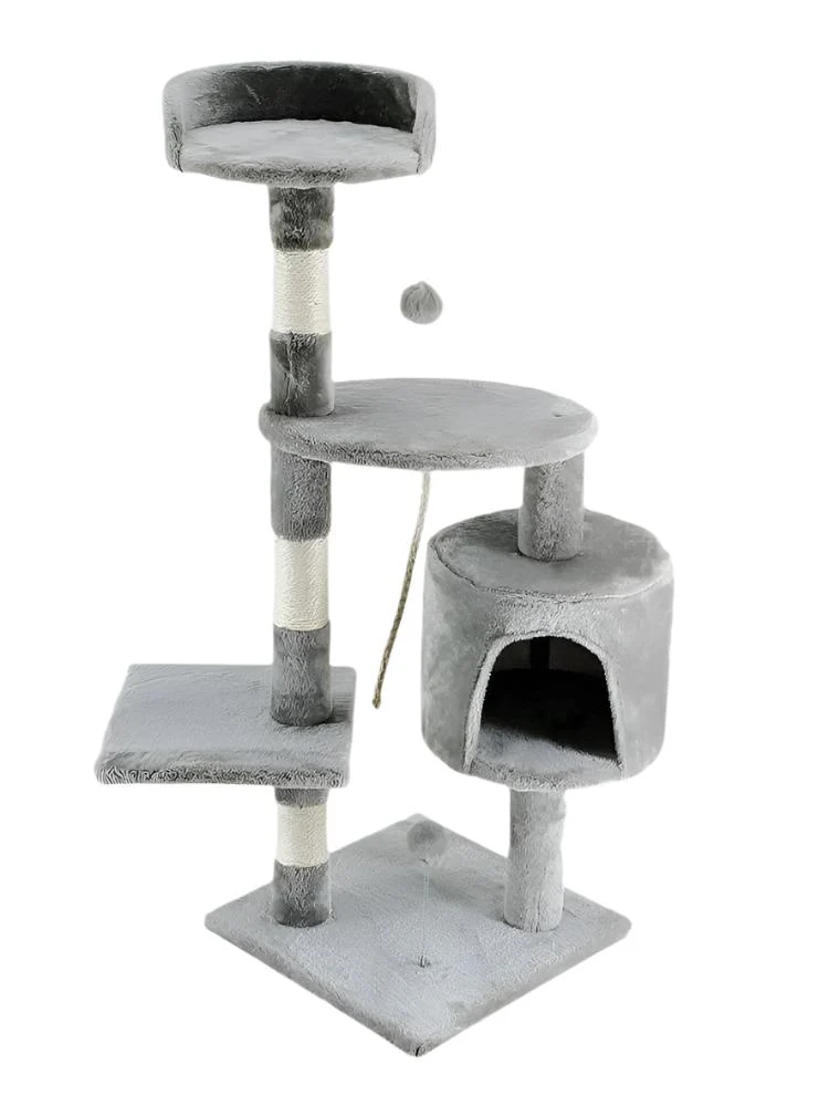 Árbol rascador para gatos | Mediano | Rascagatos | 3 alturas | 40x40x112 cm | Gris Claro | Silvestre | Mobiclinic