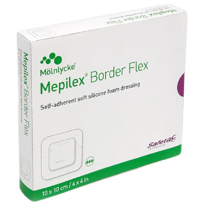 Mepilex Border Flex, Self- Adherent Soft Silicone Foam Dressing, 10 cm x 10 cm, 1 Piece