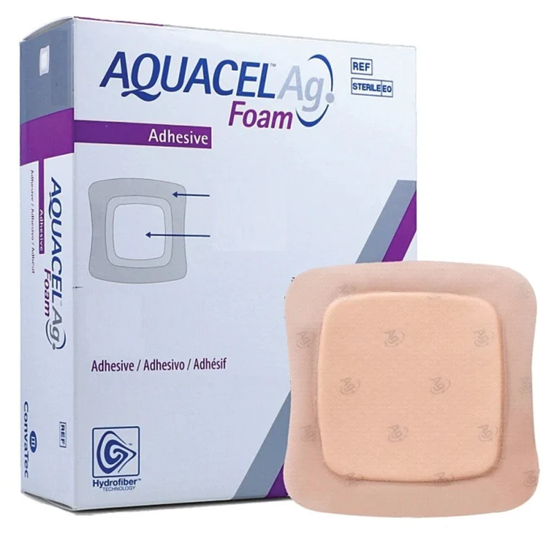 Convatec Aquacel AG Foam Adhesive Dressings, 12.5 x 12.5 cm, 10 Pieces / Box