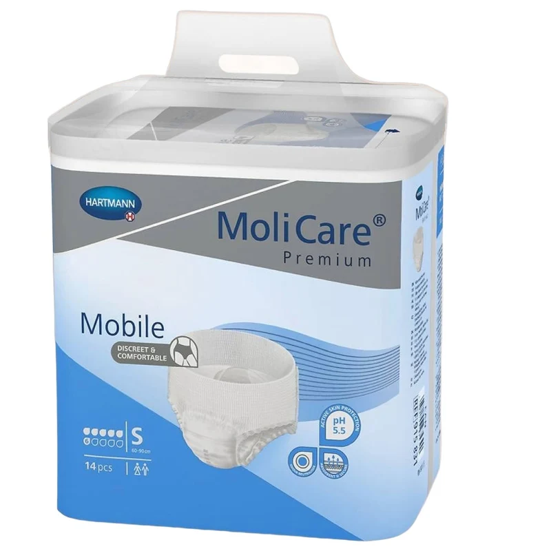 Adult Diaper Pants, MoliCare Premium Mobile, Diapers pants for adult incontinence, Unisex, Small, 6 drops, 14 pieces / pack