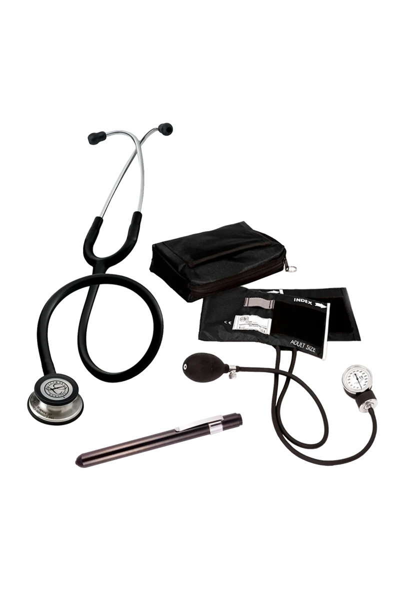 Kit completo para estudiantes sanitarios con Fonendoscopio Littmann Classic III - Negro