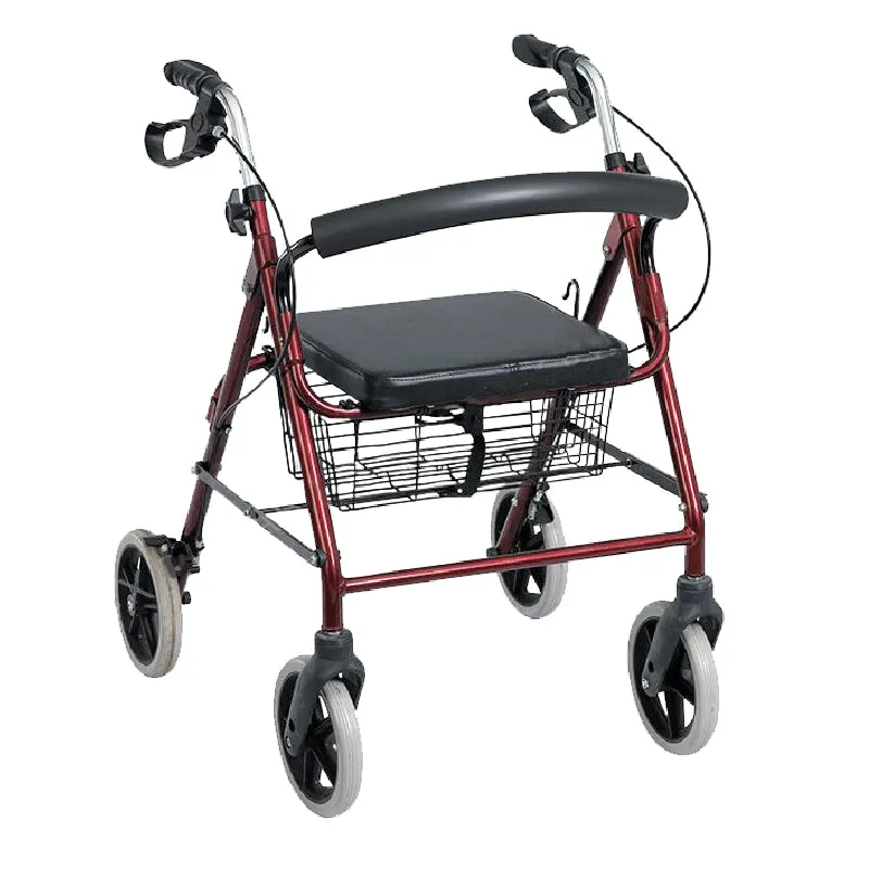 Andadera Rollator de Lujo Desarmable de Aluminio Roja con Ruedas de 8" Bienstar BIBM5011F
