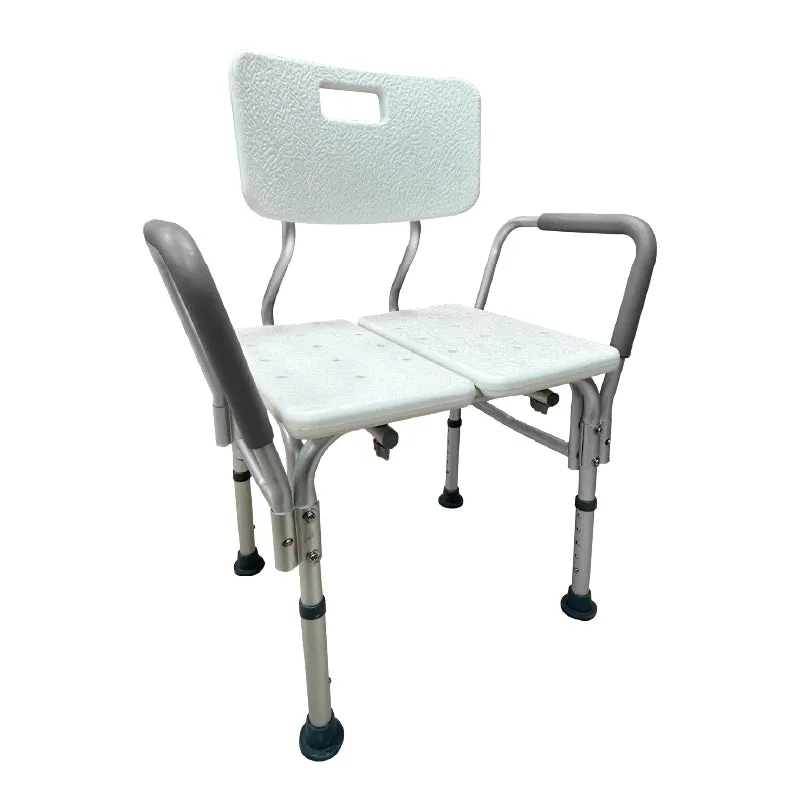 Banco para Ducha Extra Ancho con Respaldo y Brazos Desmontables 130 kg Bienstar