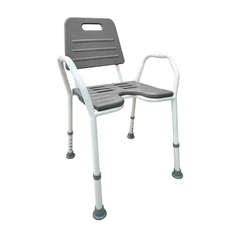 Banco para Ducha de Aluminio con Respaldo y Superficie Antiderrapante Bienstar