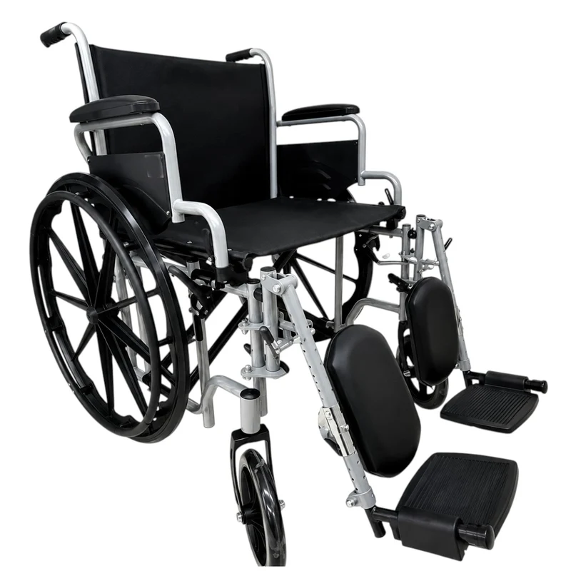 Silla de ruedas bariatrica (53 cm) acero esmaltada 130 kg ruedas de canuela descansabrazo abatible elevapiernas