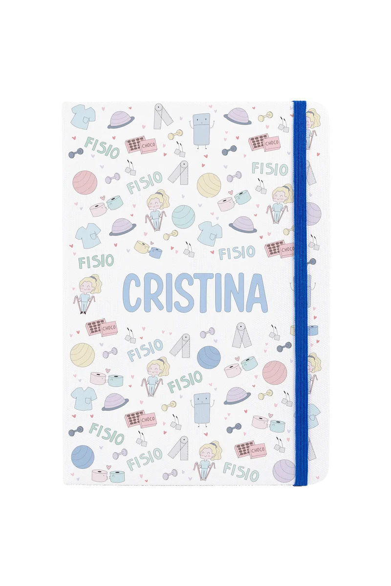 Libreta A5 con goma azul – Fisio Pastel