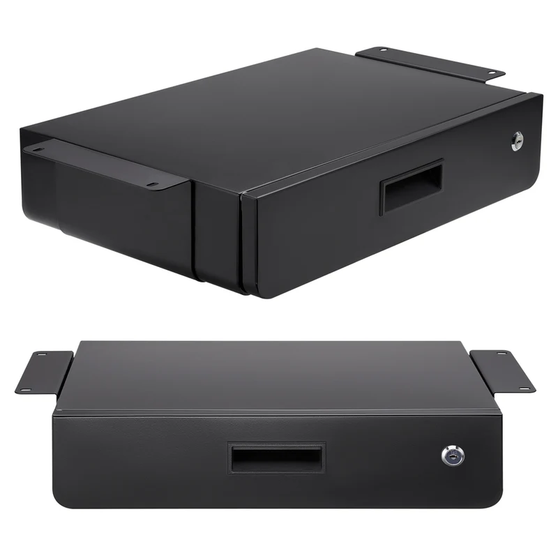 Cajón ergonómico bajo escritorio con llave Maclean, organizador, negro, máx. 5 kg, MC-461