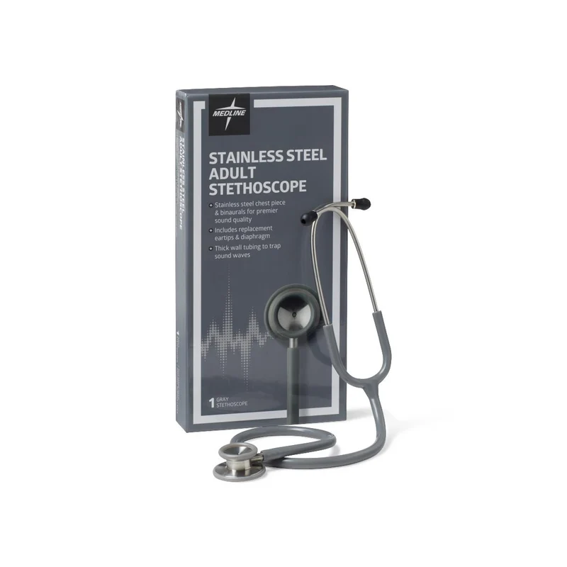 Adult Stainless Steel Stethoscope, Gray