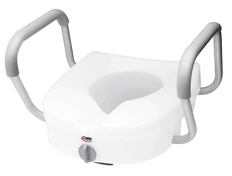 E-Z Lock Raised Toilet Seat with Adjustable Armrests