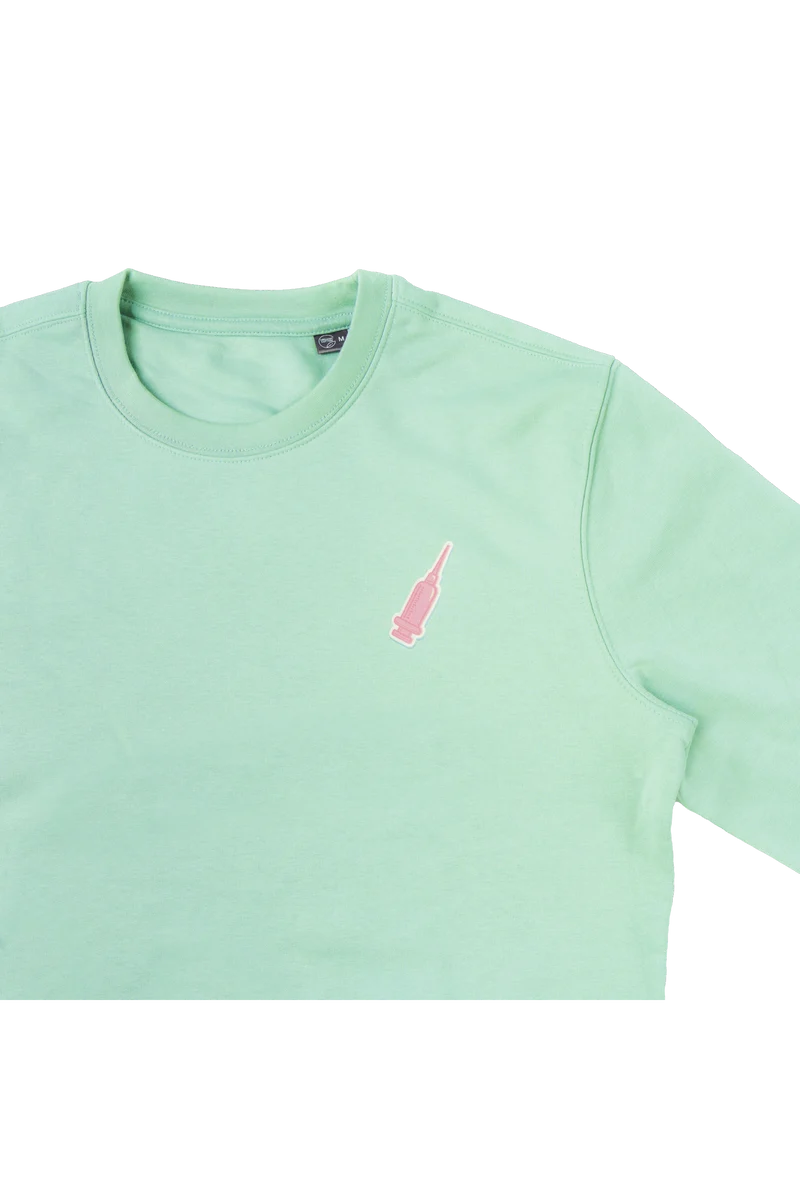 Sudadera menta estampado sanitario