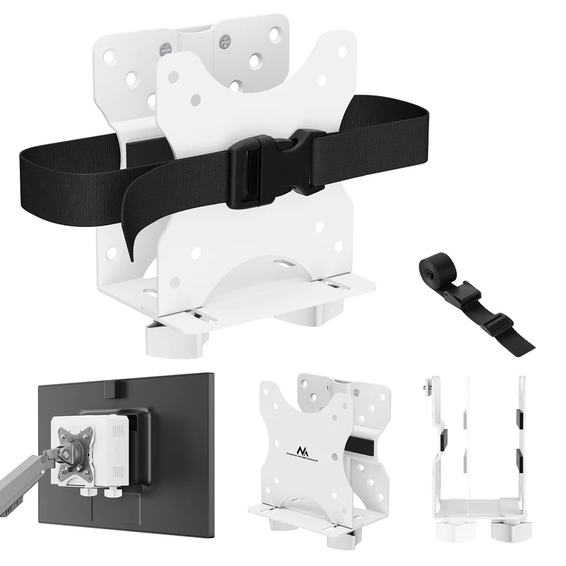 Mini soporte para ordenador Maclean, alcance 17-70 mm, compatible con VESA, carga máx. 5 kg, blanco, MC-115 W