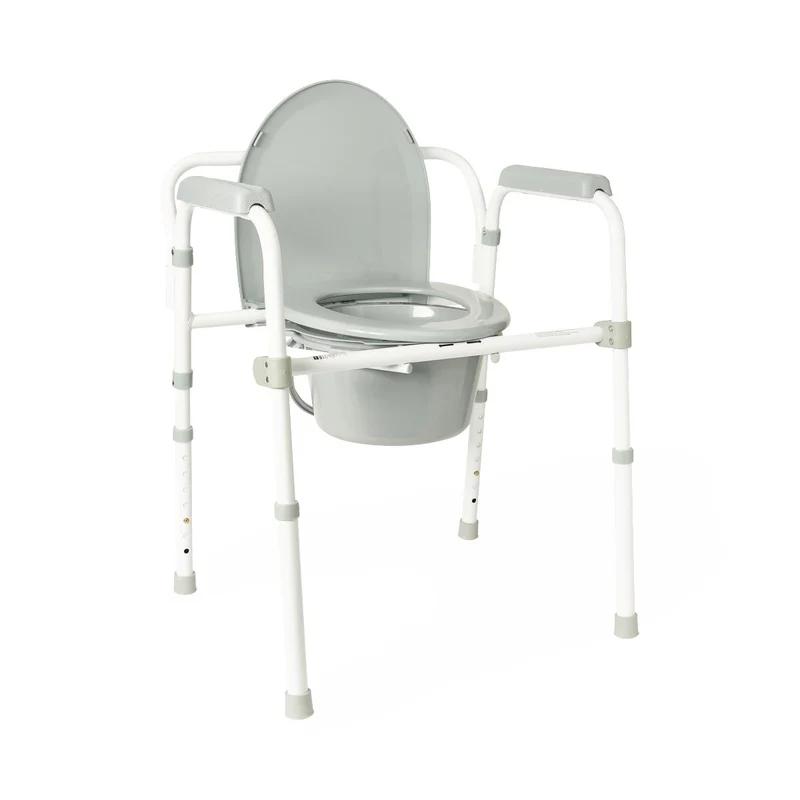 Medline Steel 3-in-1 Folding Commode with Adjustable Height