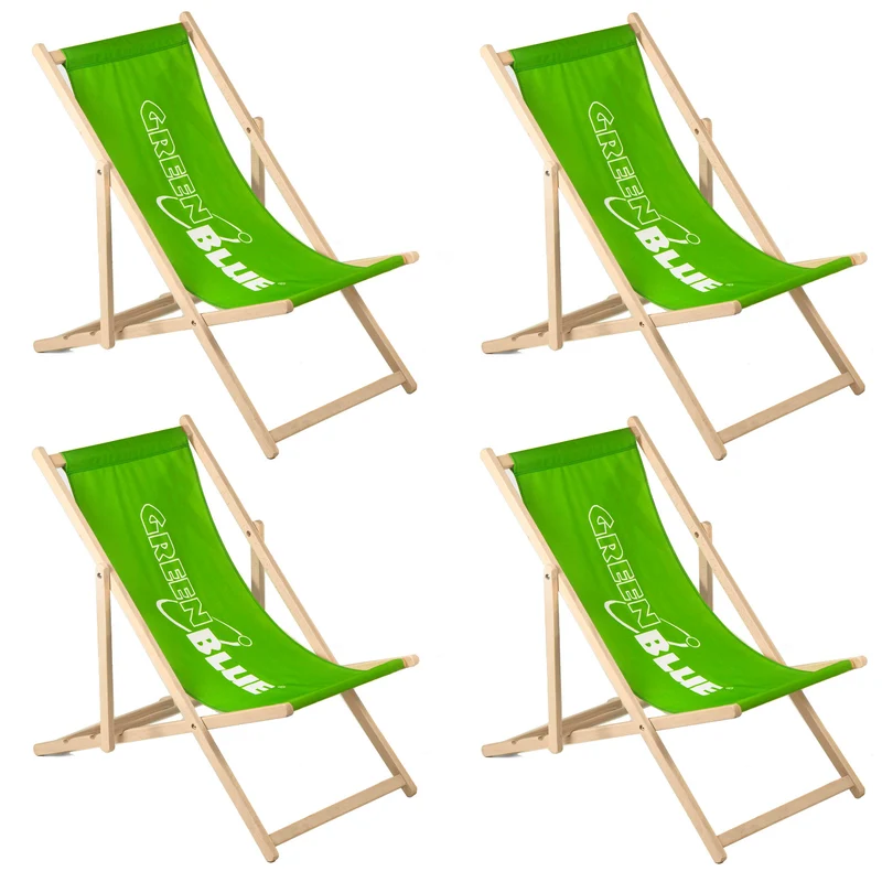 GreenBlue GB183 Tumbona reclinable clásico de haya con su propia impresión, 4 piezas