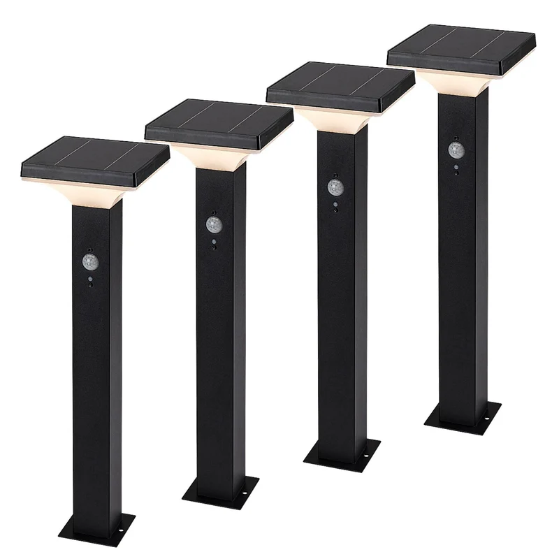 Lámpara Rabalux, de exterior, solar, de pie, LED 4 W, IP44, negra, Geleen, 4 unidades