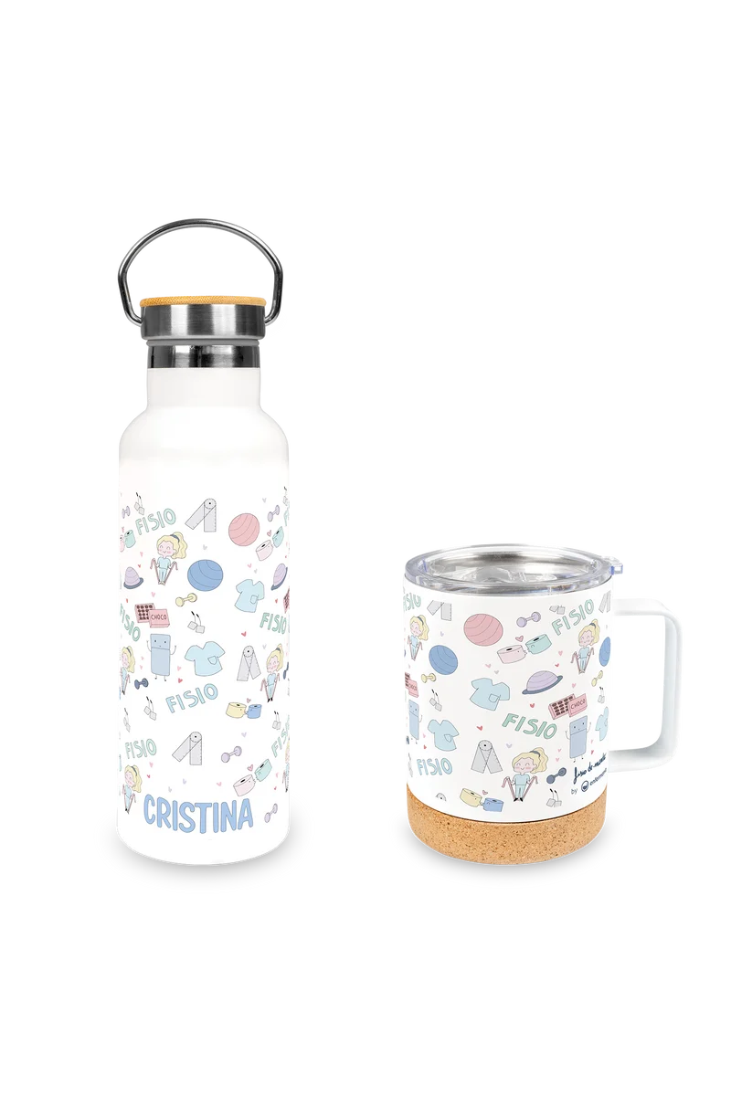 Pack botella y taza de acero - Stickers