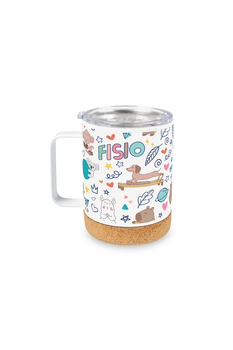 Taza Térmica de Acero con Base de Corcho – Animalitos Fisio