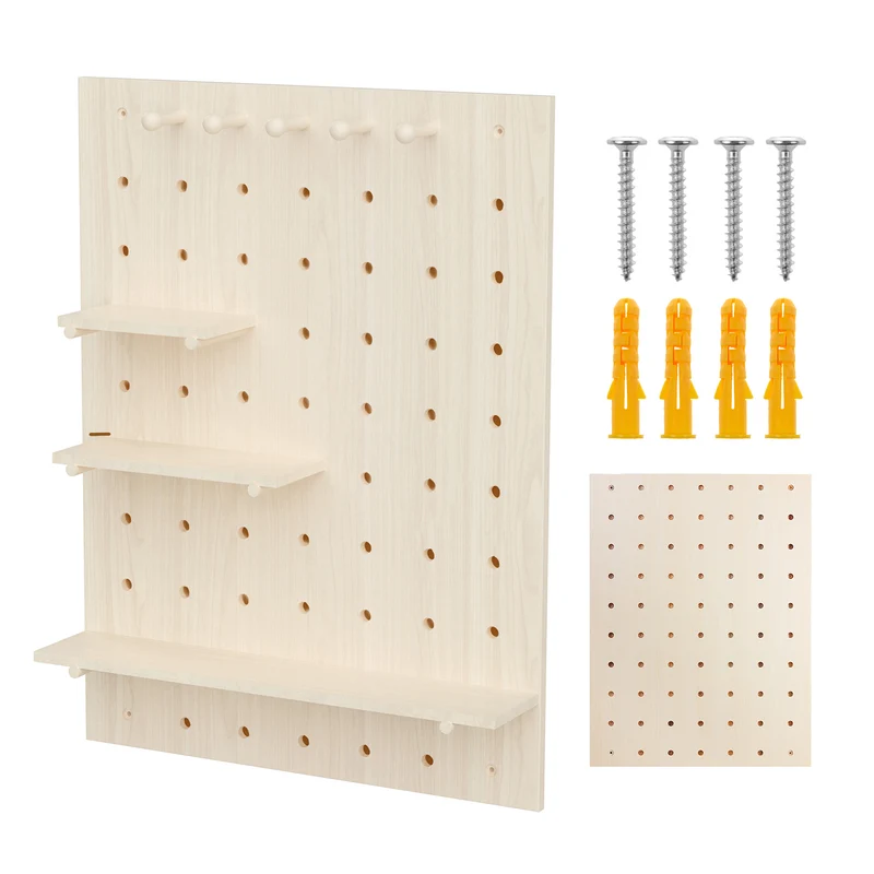 Tablero organizador de madera Maclean, color madera clara, 60 x 80 cm, máx. 20 kg, MC-131 WD